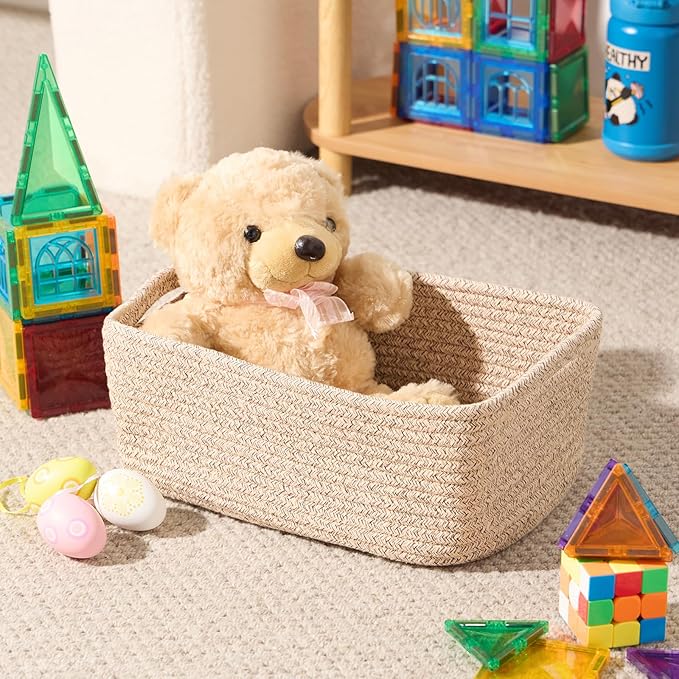 Small Storage Baskets for Organizing | Closet Organizer Bins | Shelf Toy Basket - Image 4