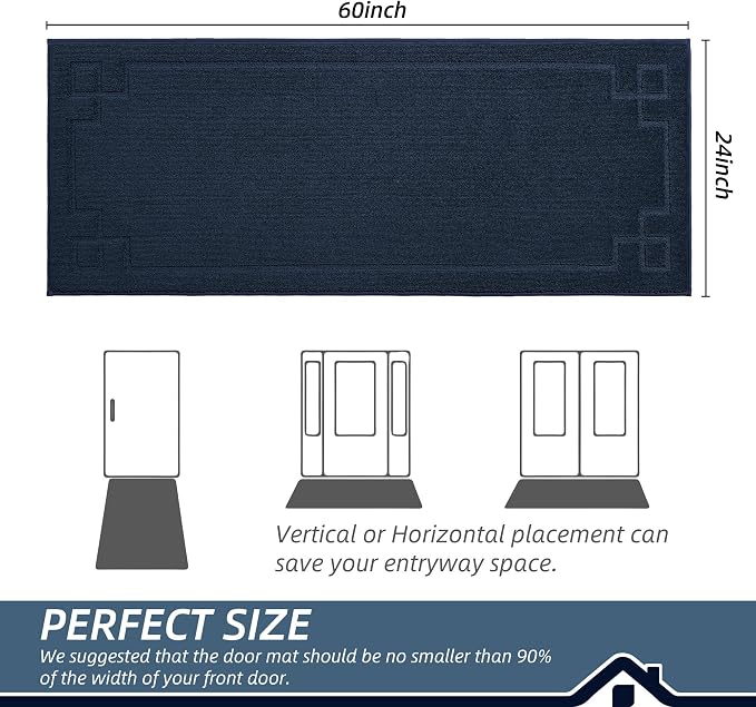 BEQHAUSE Door Mat 24" x 60", Non-Slip Door Mats Indoor Entryway Rugs Washable - Image 2