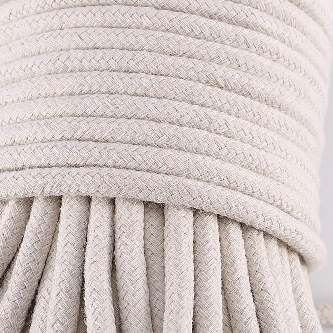 328 Feet 1/4 Inch White Natural Cotton Rope, Cotton Clothesline Rope, - Image 4