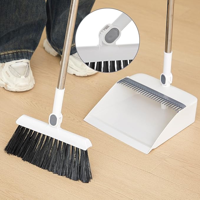 Suclain 4 Set 8 Pcs Broom and Dustpan Set 47 Inch Long Handle Brooms - Image 5