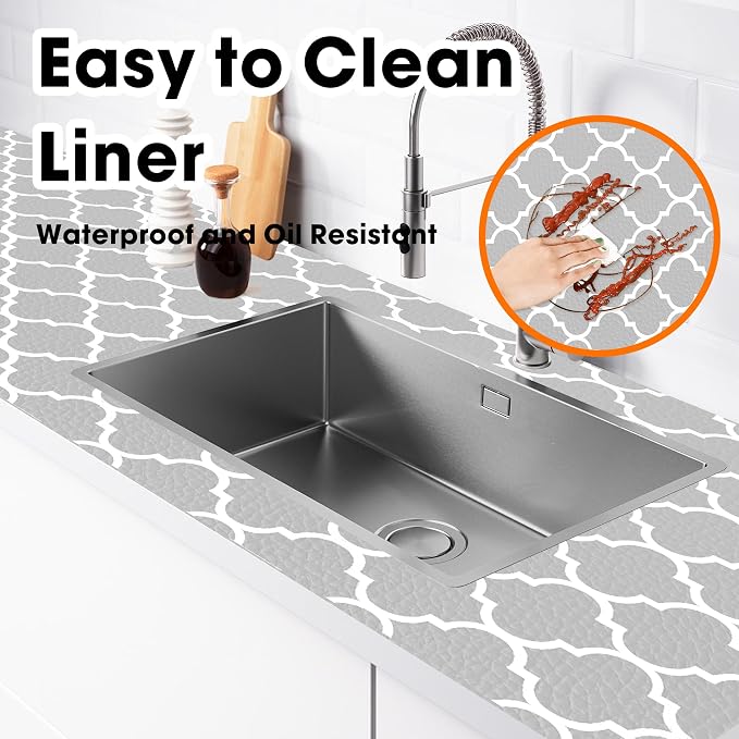 Shelf Liner for Kitchen Cabinets Non-Adhesive 12in X 10FT Cabinet Liners for - Image 3