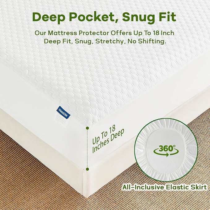 Premium Tencel California King Mattress Protector Cover in White, Natural and - Image 6