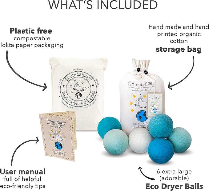 Friendsheep Wool Dryer Balls, Organic Reusable Fabric Softener Alternative - Image 4