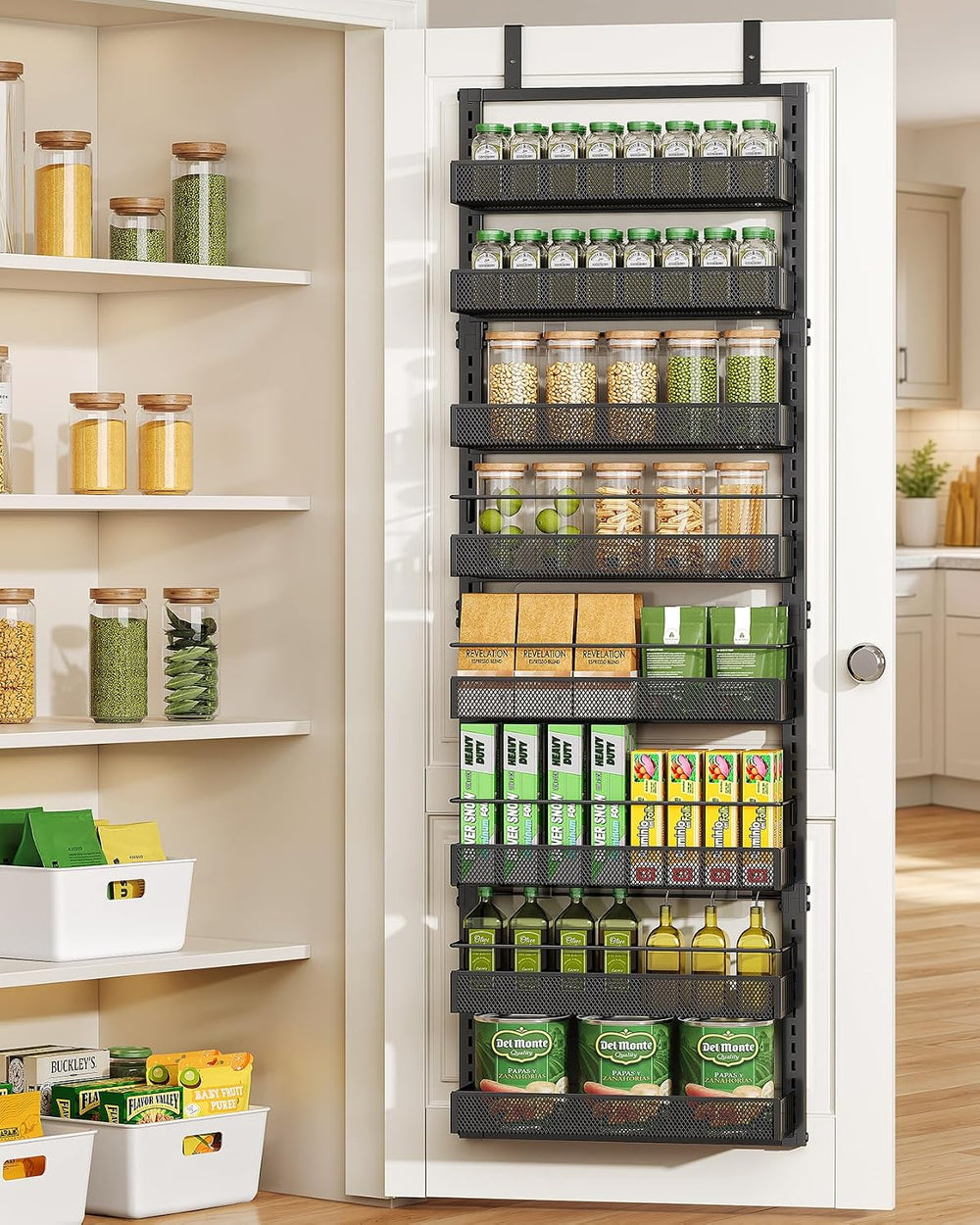 SAYZH 8 Tiers Over the Door Pantry Organizer,17.2"W x 6.2"D x 69.2&...