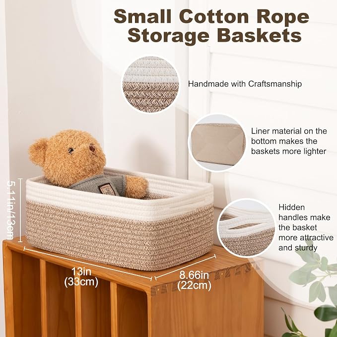 3 Pack Small Storage Baskets for Organizing, Cute Woven Decorative Gift Baskets - Image 2