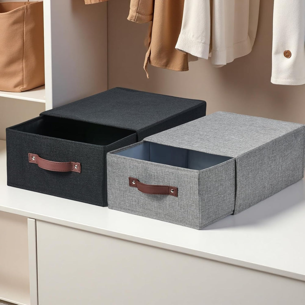 4PCS Closet Drawer Organizer Fabric Storage Boxes Bins Baskets