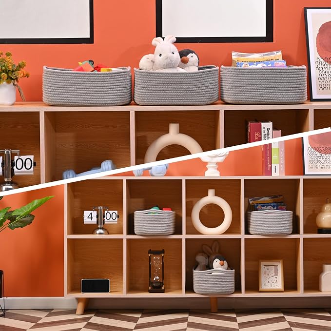 Small Grey Baskets for Organizing, Woven Baskets for Storage, Small Organizer - Image 6