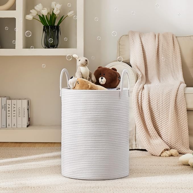 Woven Rope Laundry Hamper Basket by YOUDENOVA, 58L Tall Laundry Basket - Image 2