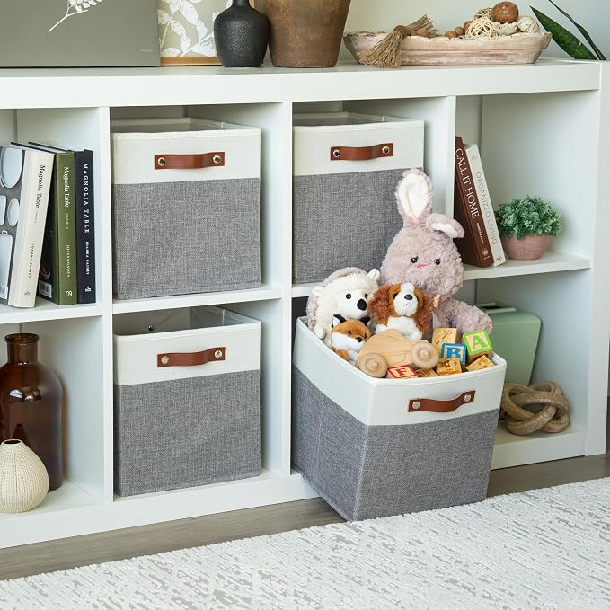 OrganiHaus 11x11 Fabric Cubes Storage Bins Set of 4, Foldable Collapsible - Image 3
