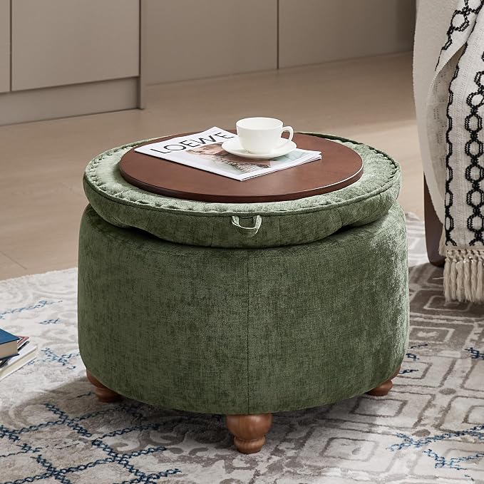 24Inch Round Storage Ottoman - Image 7