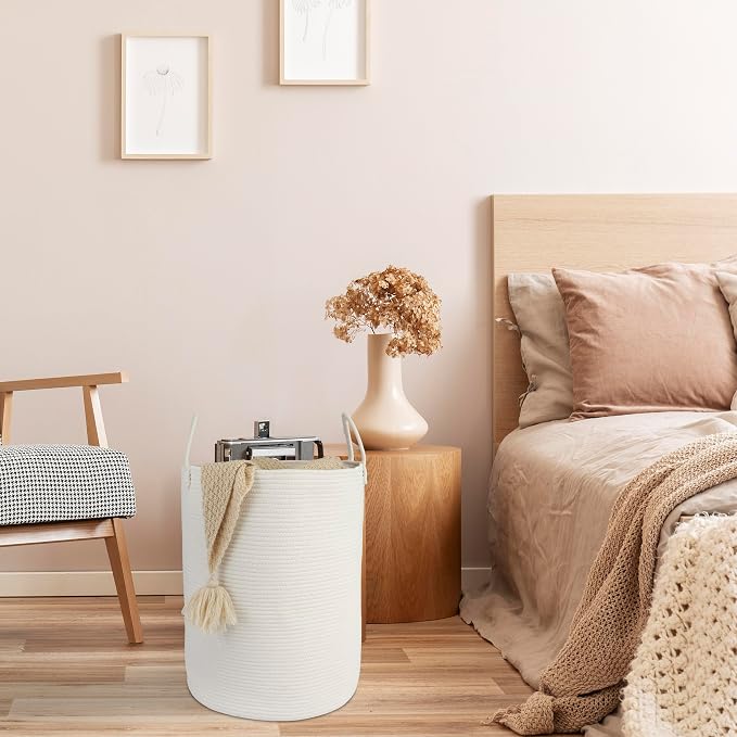 Cotton Rope Laundry Basket Hamper - Image 5