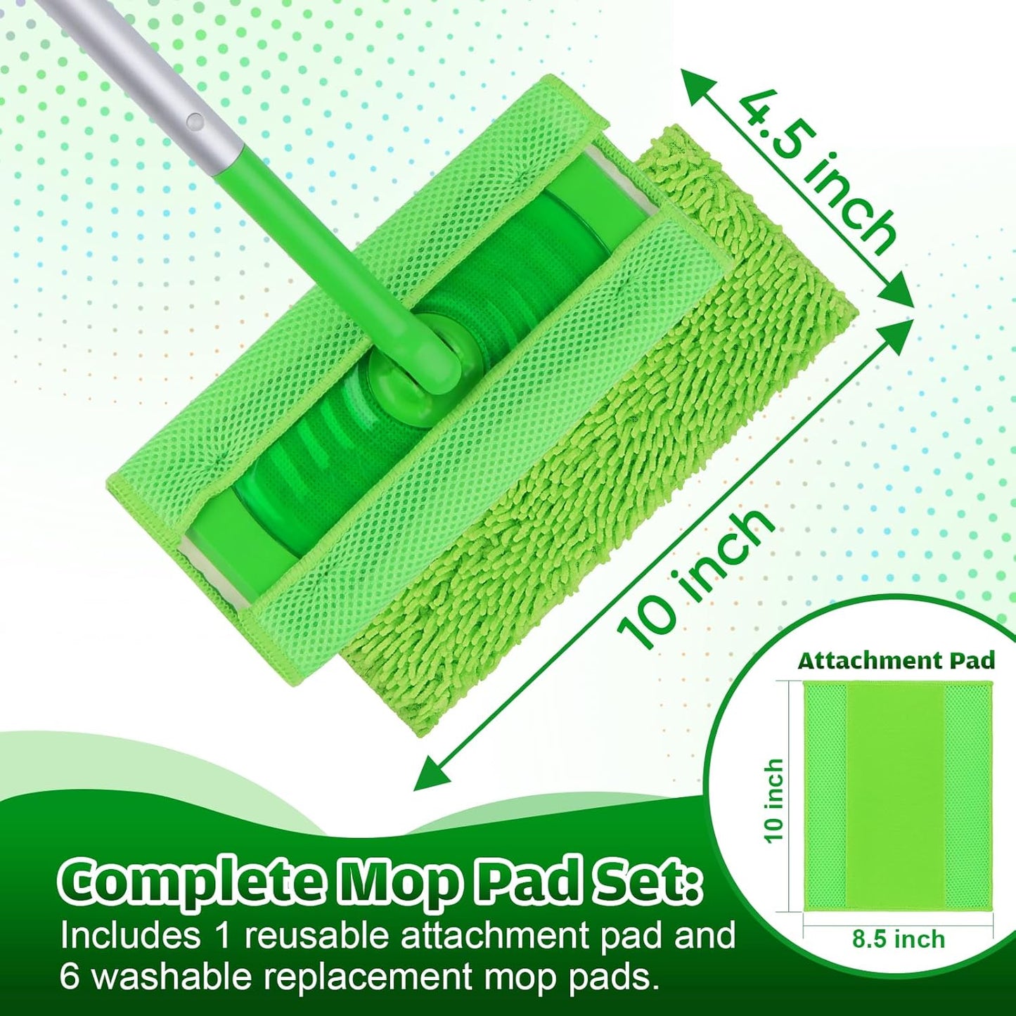 UNIMADE Reusable Microfiber Mop Pads Compatible with Swiffer Sweeper - 6 Replacement Pads + 1 Base Pad - Dry & Wet Sweeping Cloths, Washable Mopping Refills Use for Most Floor Types
