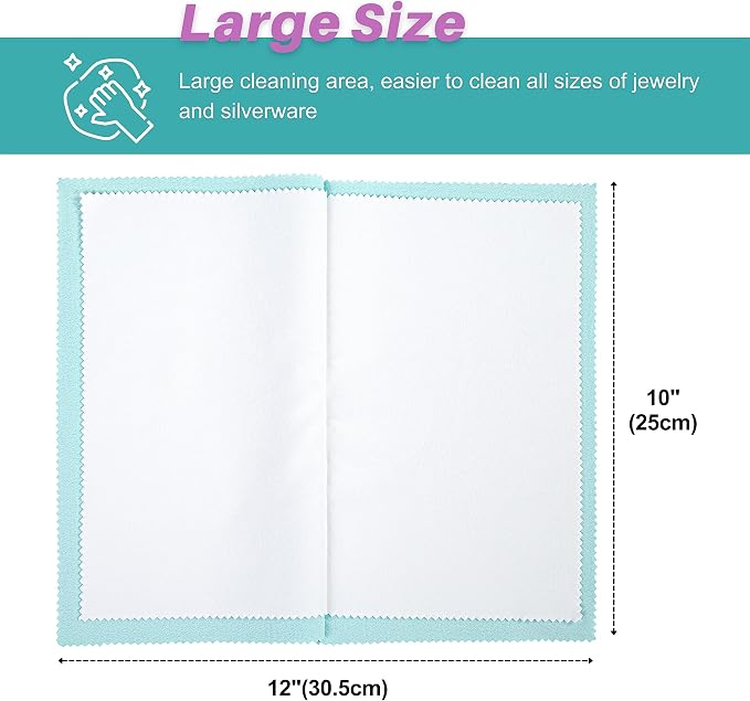CATIFLIN 3PCS Sea Blue Silver Polishing Cloths, Tarnish Remover, Reusable & - Image 4