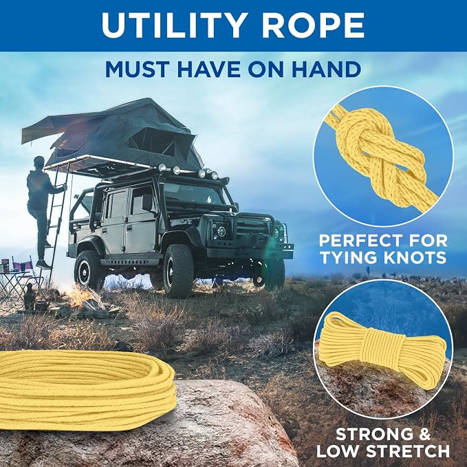 TECEUM Cotton Rope 3/16” – 50 FT – Strong All-Purpose Braided Rope – Natural - Image 6