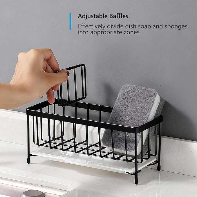 Kavciva Sink Caddy Sponge Holder, 304 Stainless Steel Dish Brush Holder - Image 4