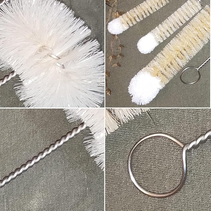 Coralpearl Bottle Brushes Thin Long Handle X 4, Skinny Wire Cleaner Set in - Image 3