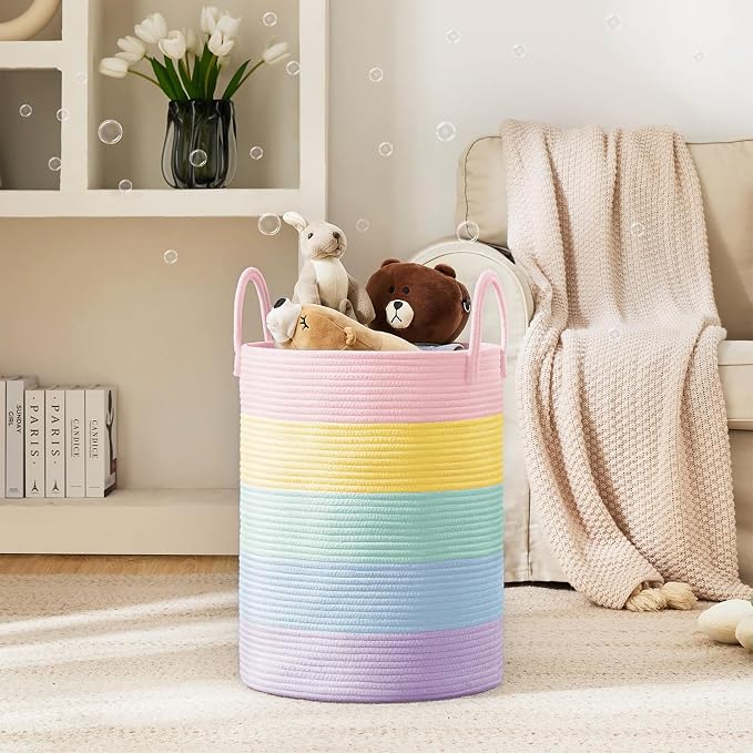 YOUDENOVA Laundry Hamper Basket, Woven 58L Tall Laundry Basket - Image 2