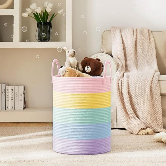 YOUDENOVA Laundry Hamper Basket, Woven 58L Tall Laundry Basket - Image 2