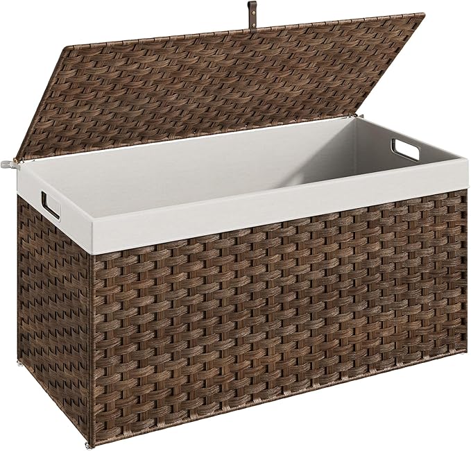 HOOBRO Storage Basket with Lid, 52.8 Gallon Wicker Basket, Handwoven Blanket by HOOBRO