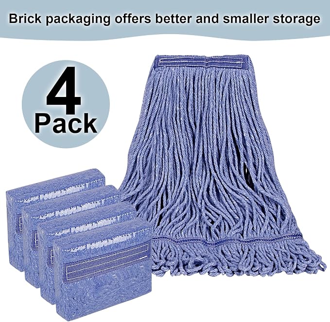 JERIA 4 Pack Heavy Duty Mop Head Replacements, String Mop Head - Image 2