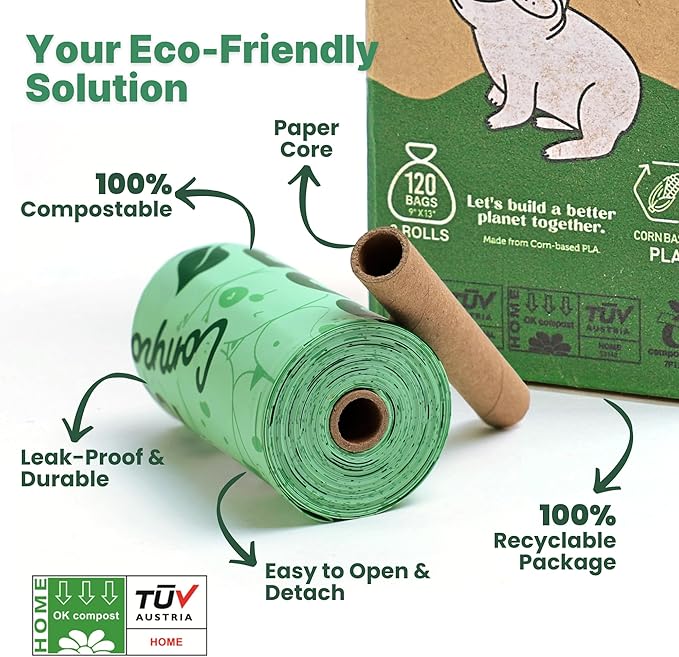 JIWON 100% Certified Home Compostable Dog Poop Bags, OK Compost & Seedling - Image 3