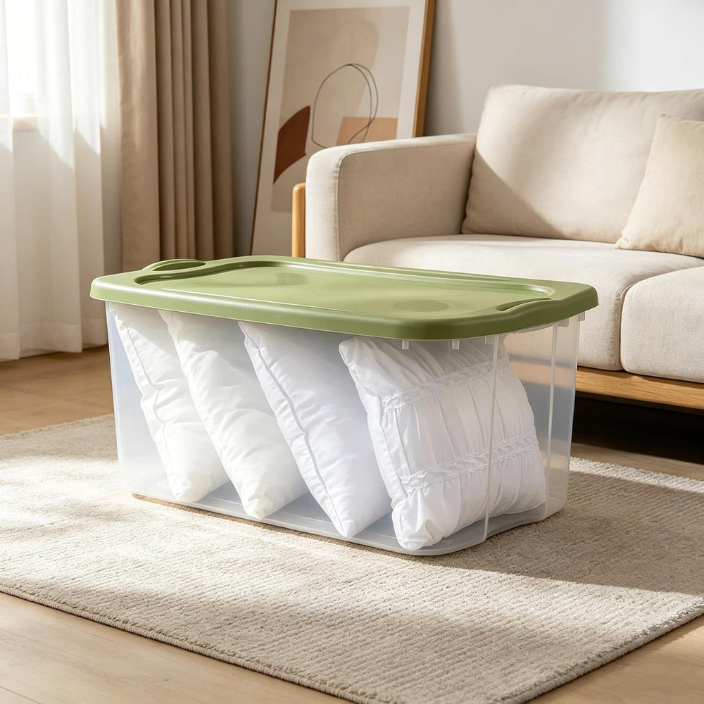 Extra-Large 120 Quart Clear Plastic Storage Bin (2-Pack) with Full-Grip Handl...