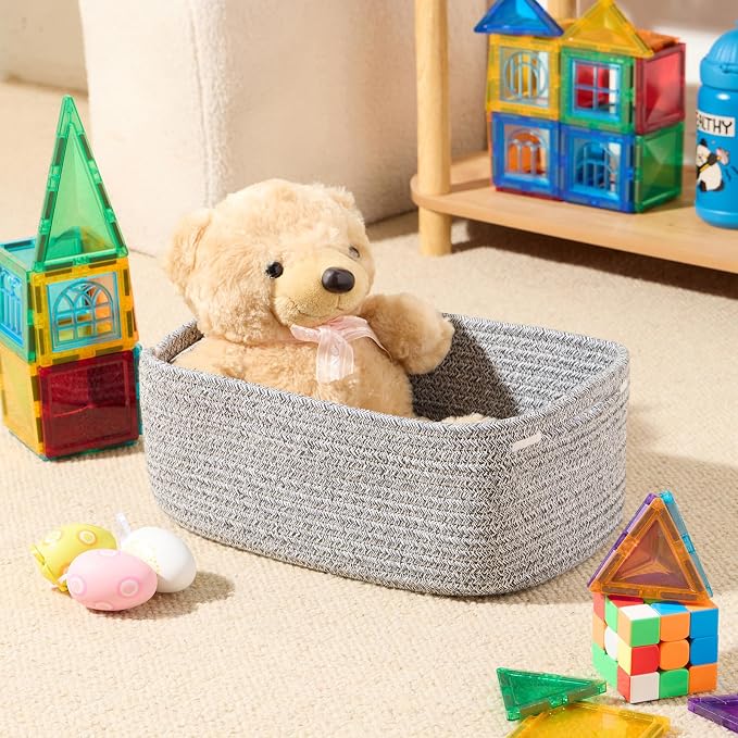 Small Storage Baskets for Organizing | Closet Organizer Bins | Shelf Toy Basket - Image 4
