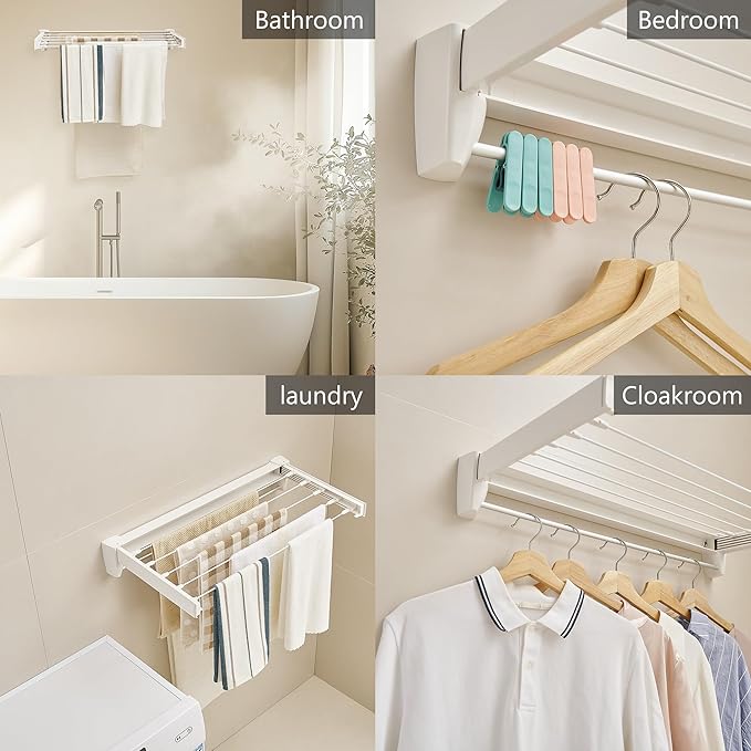 JOOM Laundry Drying Rack Collapsible, Wall Mounted Drying Rack, Clothes Drying - Image 5