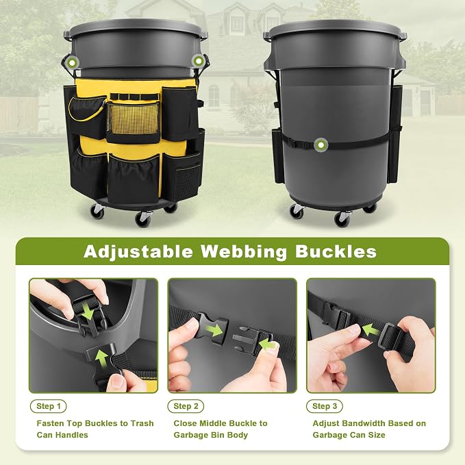 32-55 Gallon Trash Can Caddy Bag, Garbage Bin Apron Caddy - Image 6