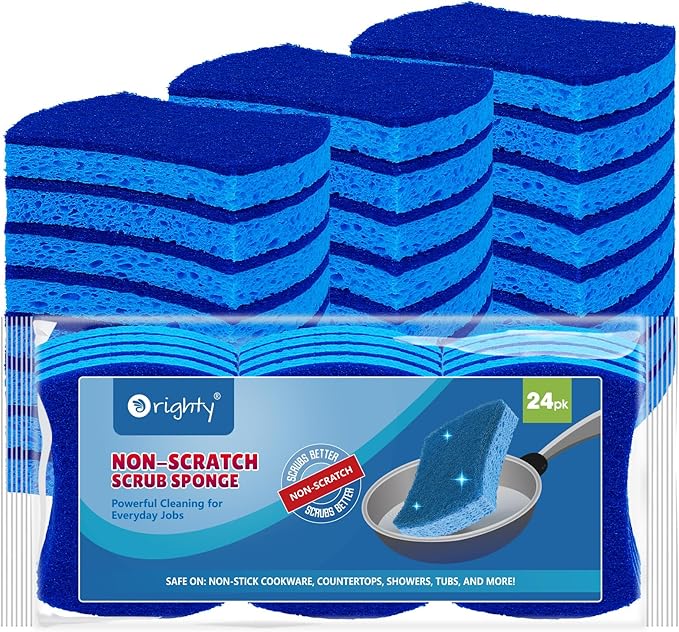 Orighty Non-Scratch Cellulose Scrub Sponges 24 Pack, Kitchen Sponges by AllRightinOrighty