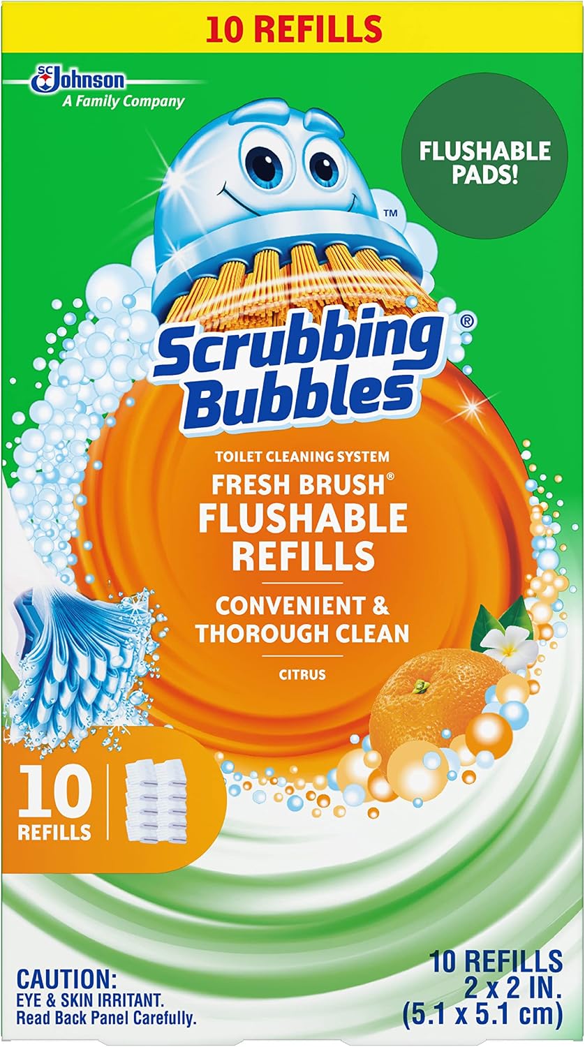 Scrubbing Bubbles Fresh Brush Flushable Refills - Citrus Action Scent - 10 Count Flushable Refills Per Box - Pack of 3 Boxes