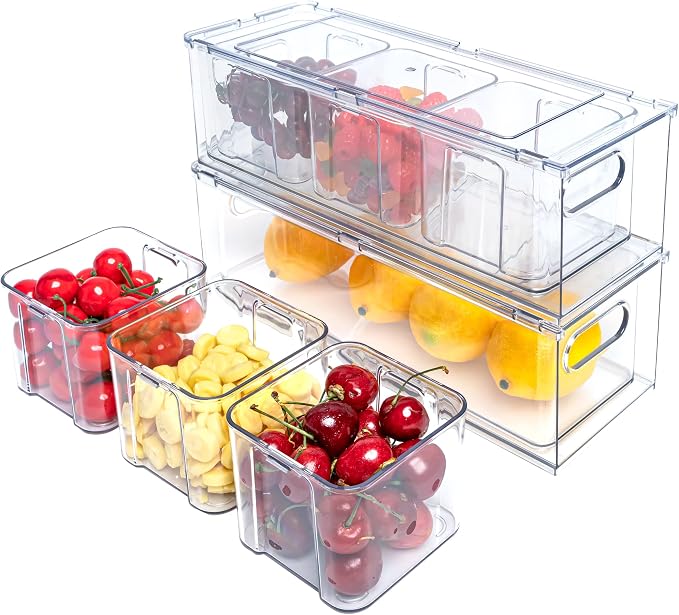 MineSign 3Pack Fridge Organizer Drawer Divider Cube Pull-Out Bins Clear Food - Image 3