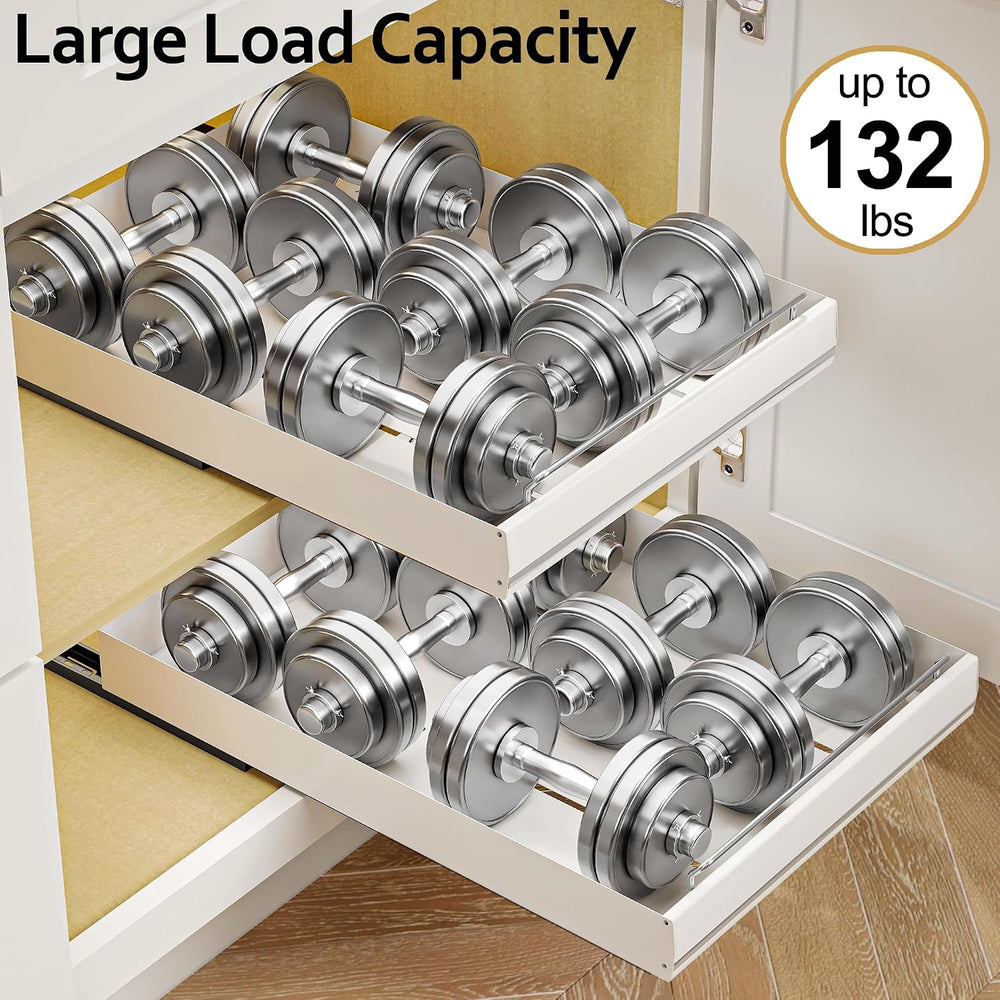 MINGLING 2 Pack Pull Out Cabinet Organizer, Stainless Steel White