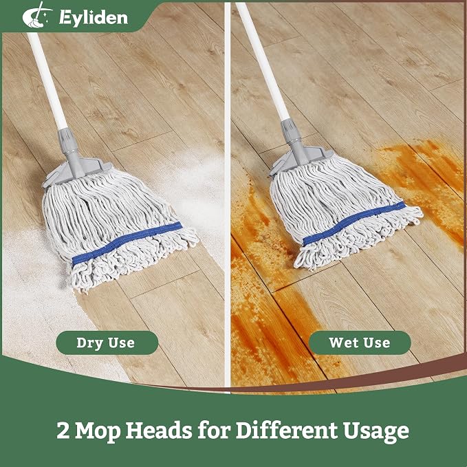 Eyliden String Mops for Floor Cleaning, Heavy Duty Looped-End Commercial Mops - Image 2