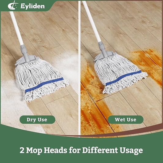 Eyliden String Mops for Floor Cleaning, Heavy Duty Looped-End Commercial Mops - Image 2