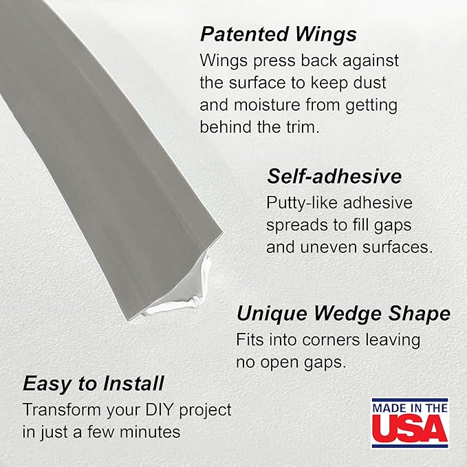 InstaTrim The Original Flexible Trim -10ft Grey 3/4" Wide Caulk Tape - Image 5