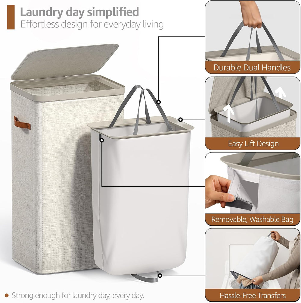 Sorbus Laundry Hamper with Lid - Collapsible Fabric Laundry Basket with Handl...