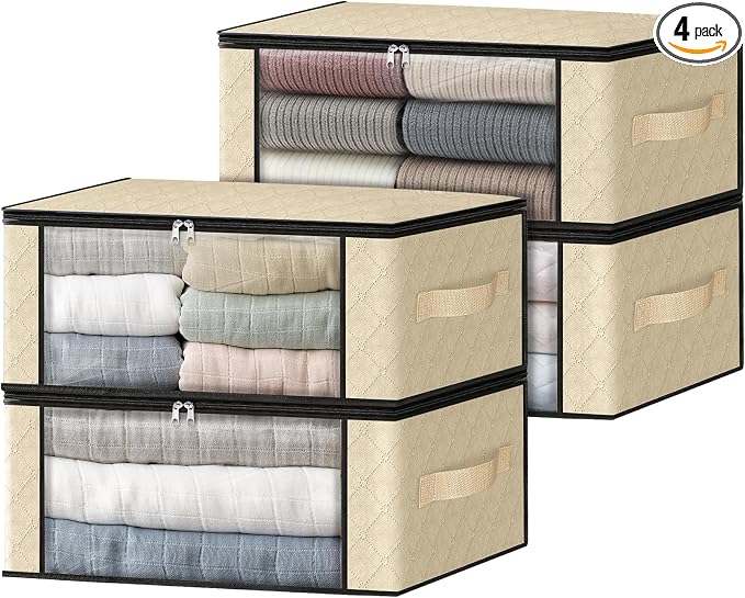 HomeHacks Storage 4-Pack Clothes Organizer Storage Bags Foldable Storage Box by HomeHacks