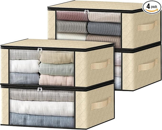HomeHacks Storage 4-Pack Clothes Organizer Storage Bags Foldable Storage Box by HomeHacks
