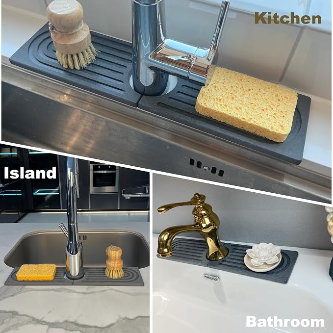 Absorbent Faucet Mat, Sink Caddy Kitchen Sink Organizer, Kitchen Counter Decor - Image 7