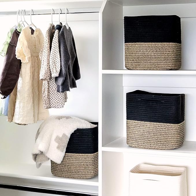 NaturalCozy Storage Cubes 11 Inch Cotton Rope Woven Baskets - Image 8