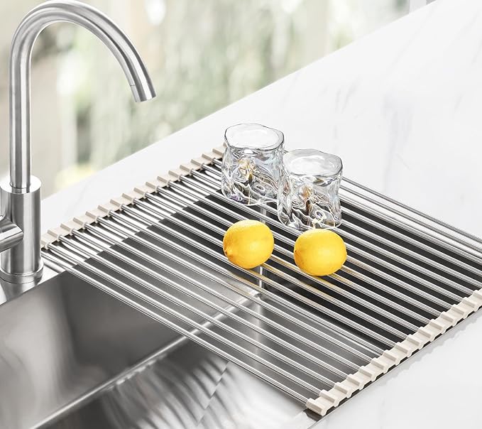 Tomorotec 17.7" x 15.5" Roll Up Dish Drying Rack Over Sink Drying Rack Sink - Image 9