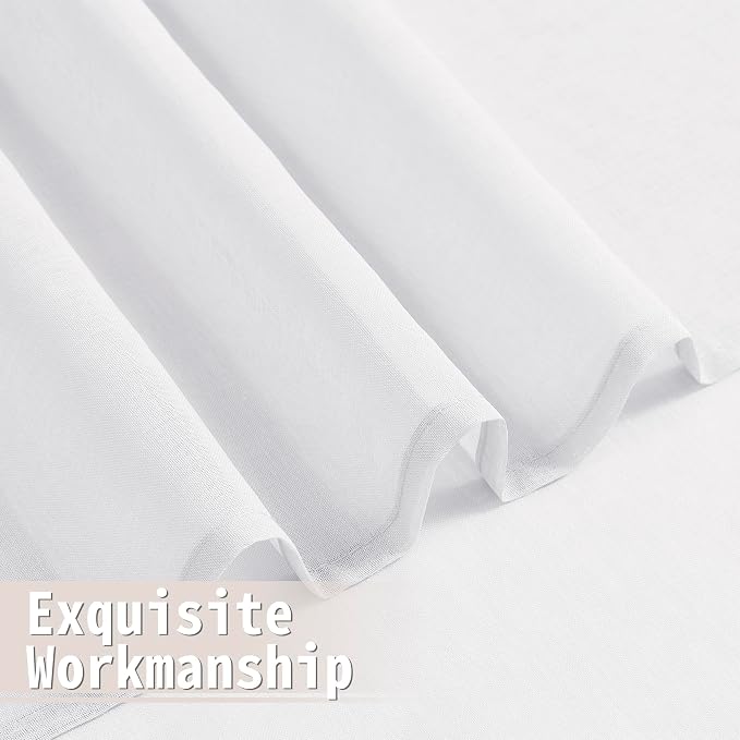 Tollpiz Short Sheer Door Curtain Closet Linen Textured Curtain Sheers Doorway - Image 8