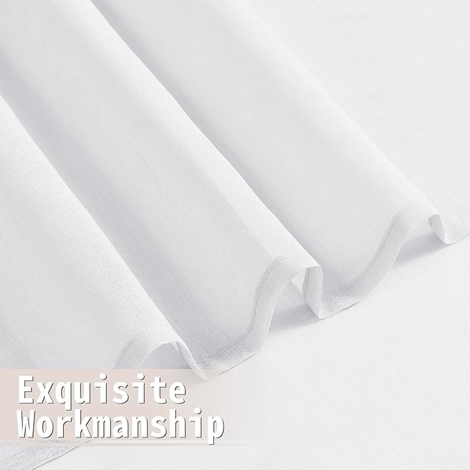Tollpiz Short Sheer Door Curtains Closet Linen Textured Curtains Sheer Doorway - Image 8