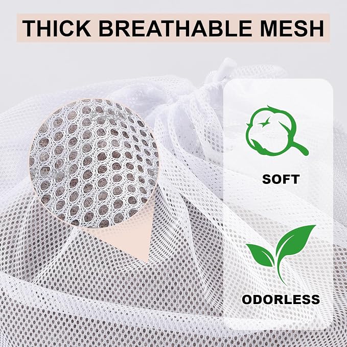10-Pack Mesh Laundry Bags, 24 × 36 Inch Heavy-Duty Drawstring Mesh Bag Set – - Image 3