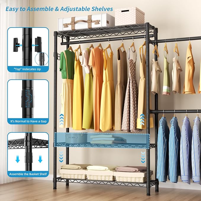 Expandable Heavy Duty Garment Rack Clothes Rack, Large Metal Closet Organizer - Image 6