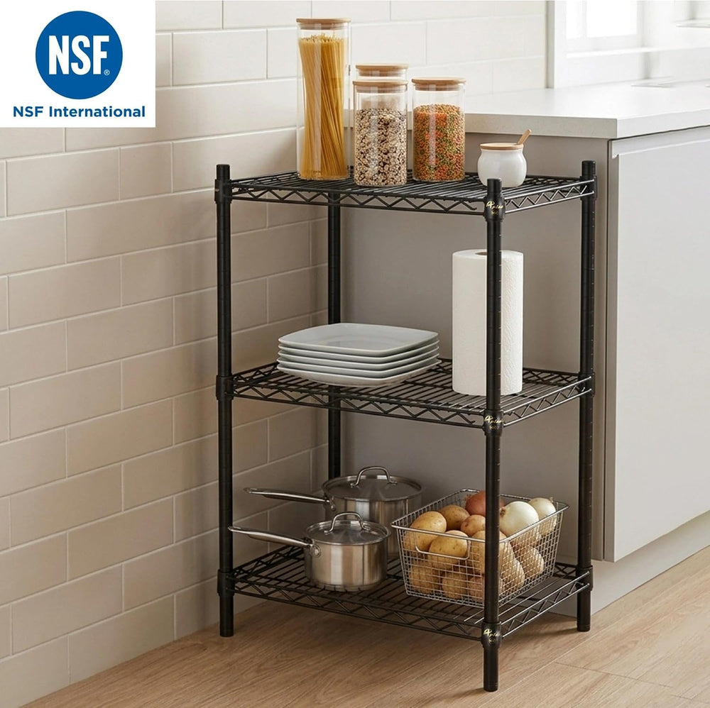APLSS 18" D x 42" W x 34" H Black Heavy Duty Wire Shelving wit...