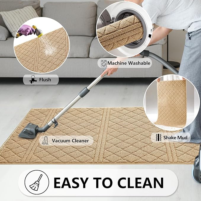REFETONE Indoor Doormat, Front Back Door Mat 32"x40" Absorbent Rubber Backing - Image 6
