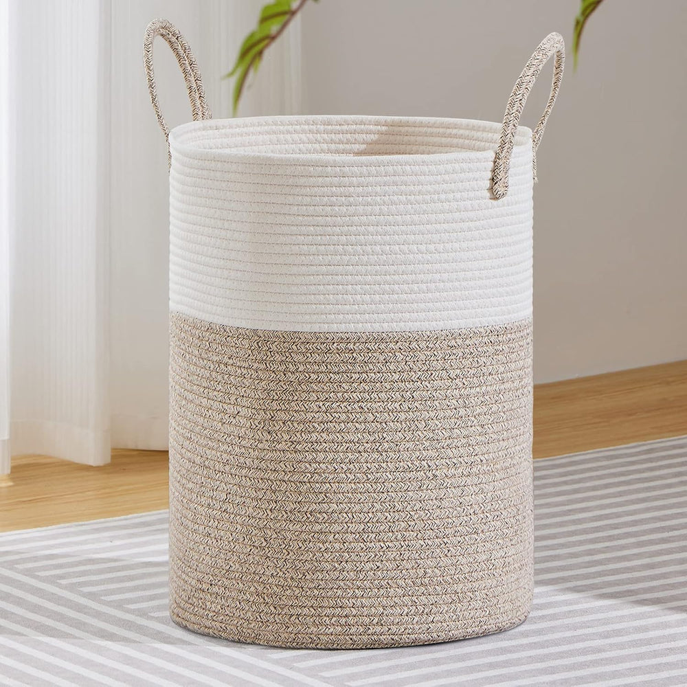 VIPOSCO Large Laundry Hamper, Tall Woven Rope Storage Basket