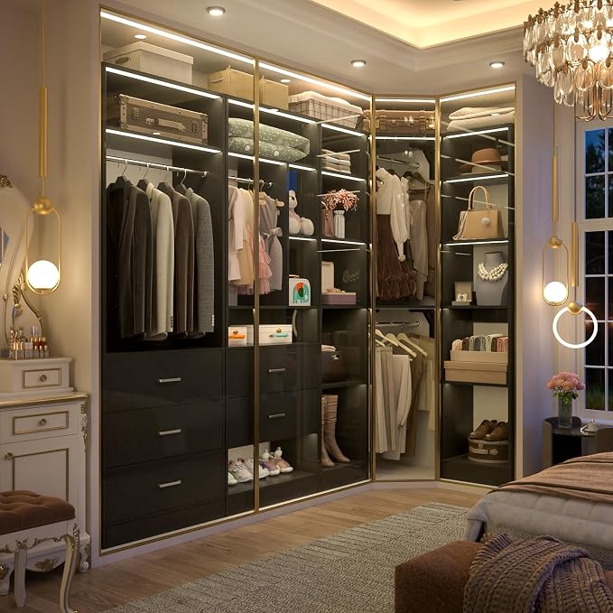 Corner Closet System with 5 Drawers, Closet Organizer System with 15+Shelvess & - Image 3